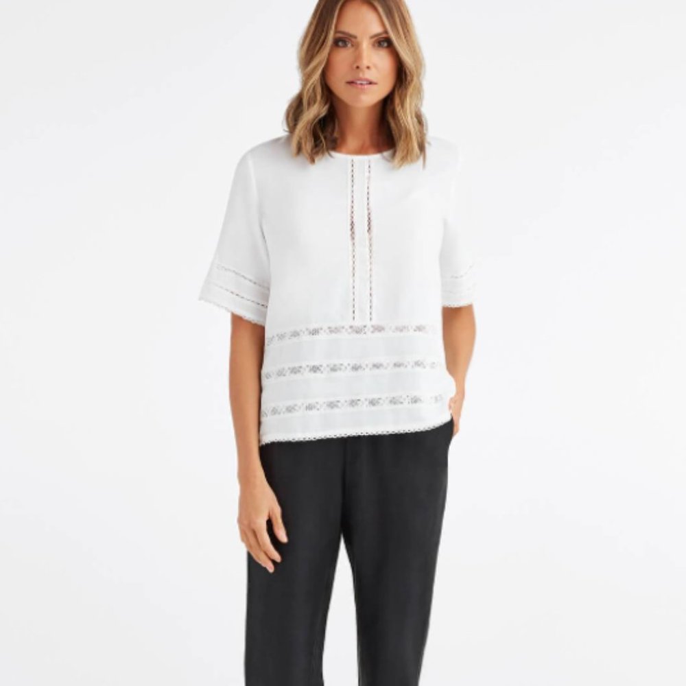 COPY - Vetta Capsule Lace Blouse in White - SOLD OUT